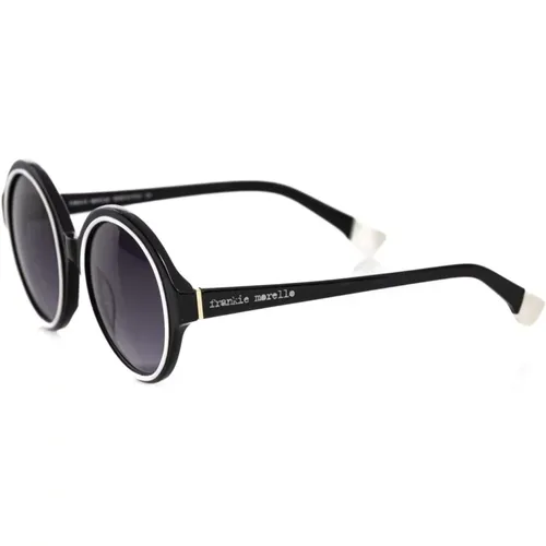 Elegante Runde Sonnenbrille mit Weißem Detail - Frankie Morello - Modalova