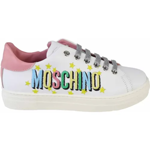 Weiße Ledersneakers für Mädchen - Moschino - Modalova