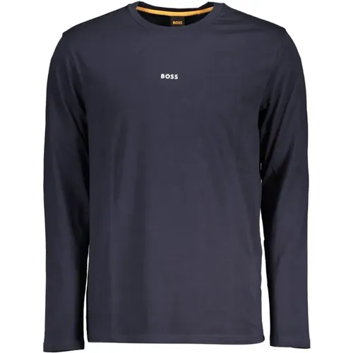 Blau Logo Baumwoll T-Shirt Langarm , Herren, Größe: L - Hugo Boss - Modalova