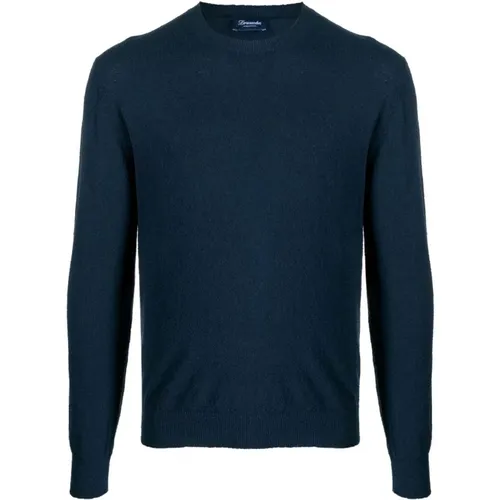 Blauer Crew-Neck Sweater,Blauer Rundhalspullover,Round-neck Knitwear - Drumohr - Modalova