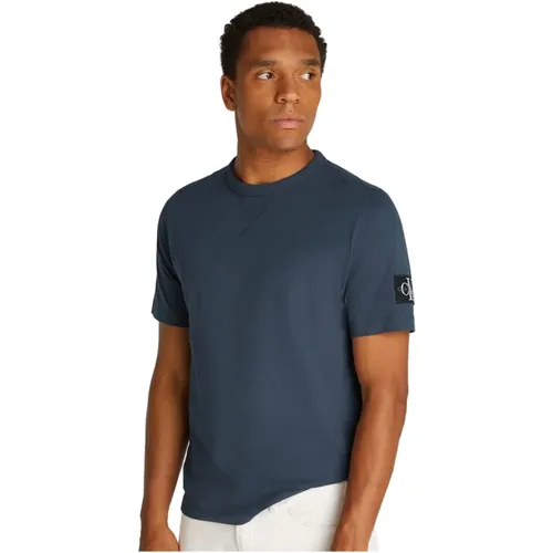 Blau Logo TShirt - Kurzarm , Herren, Größe: XL - Calvin Klein - Modalova