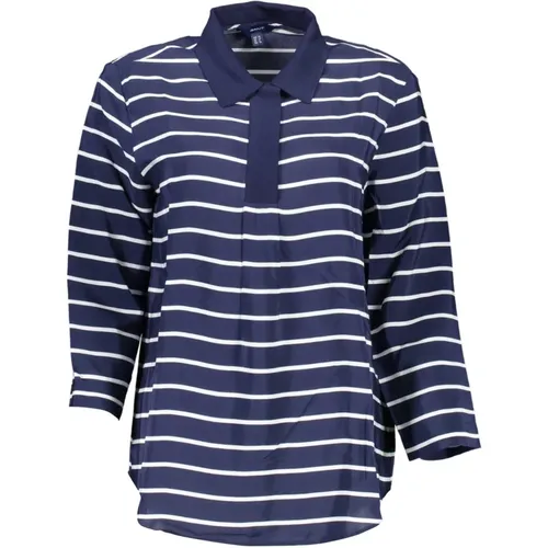 Blaues 3/4 Ärmel Polo Shirt , Damen, Größe: XS - Gant - Modalova