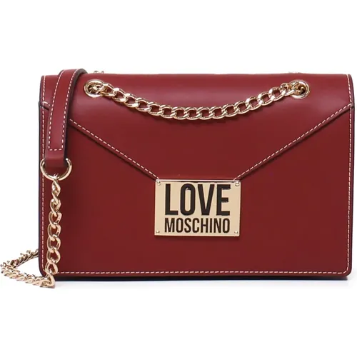 Schultertasche aus Eco-Leder in Wein,Elegante Schultertasche in Weinrot - Love Moschino - Modalova