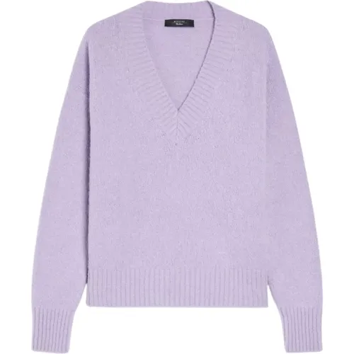 Alpaka-Mischung V-Ausschnitt Pullover , Damen, Größe: L - Max Mara Weekend - Modalova