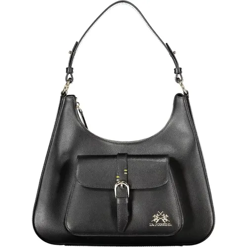 Elegante schwarze Leder-Schultertasche - LA MARTINA - Modalova