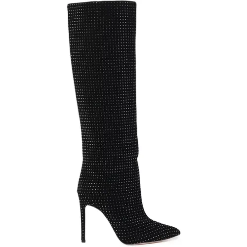 Crystal Pointed Knee-High Boots , female, Sizes: 4 1/2 UK, 5 UK, 6 UK, 7 UK - Paris Texas - Modalova