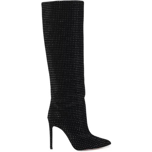 Crystal Pointed Knee-High Boots , female, Sizes: 4 UK, 5 UK, 6 UK, 7 UK - Paris Texas - Modalova