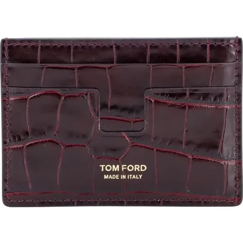 Leather Wallet with Logo Print , male, Sizes: ONE SIZE - Tom Ford - Modalova