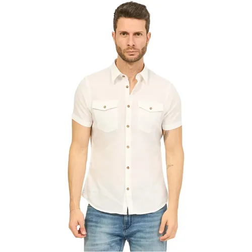 Linen Shirt with Pockets , male, Sizes: 3XL, 2XL, XL, M, L, S - YES ZEE - Modalova