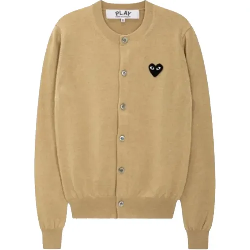 Logo Cardigan in Light Camel , female, Sizes: L, S, M - Comme des Garçons Play - Modalova