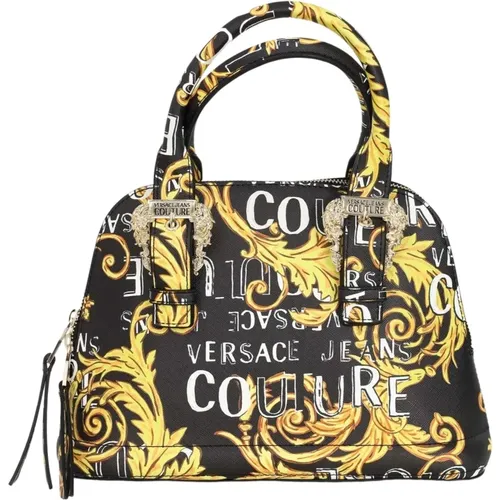 Schwarze-Goldene Damen Casual Tasche mit Barock Schnallen - Versace Jeans Couture - Modalova