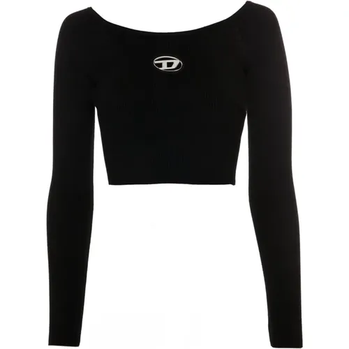 Cutout Logo Long Sleeve Shirt , female, Sizes: L, XS, S, M - Diesel - Modalova