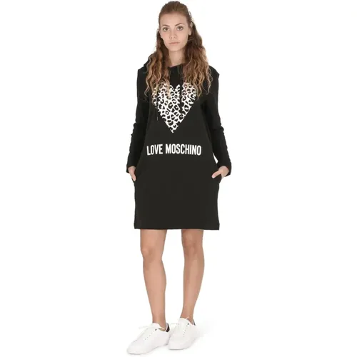 Schwarzes Baumwollkleid , Damen, Größe: XS - Love Moschino - Modalova