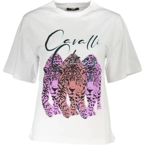 Chic Slim Fit Tee with Signature Print , female, Sizes: M, L, S - Cavalli Class - Modalova