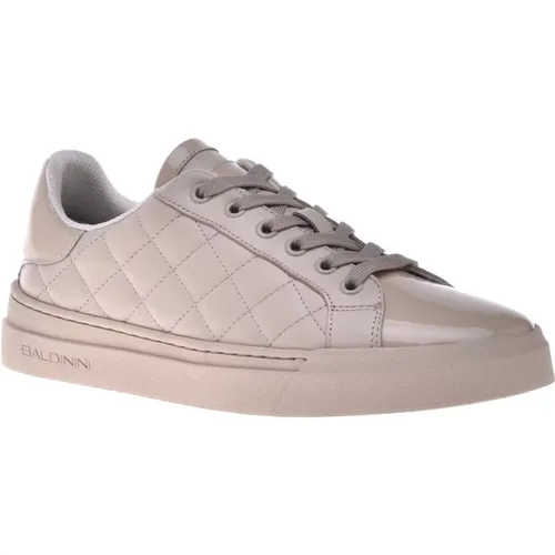 Trainers in vanilla quilted leather and patent leather , Damen, Größe: 36 EU - Baldinini - Modalova