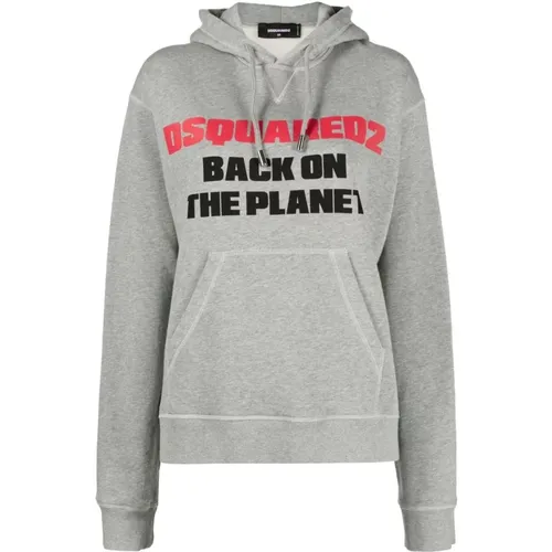 Oversized Fit Sweatshirt in Grau , Damen, Größe: M - Dsquared2 - Modalova