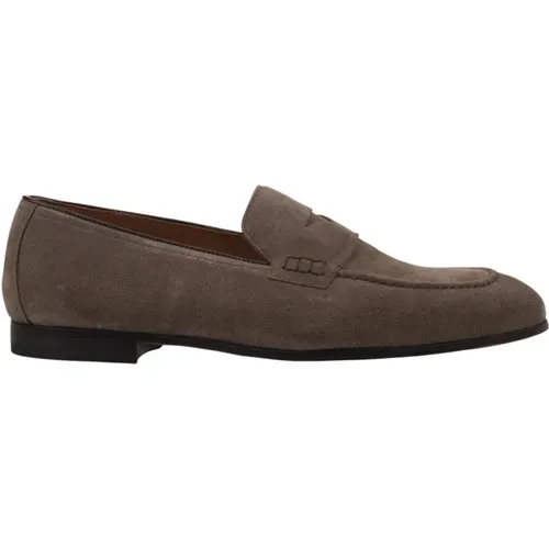 Braune Wildleder Penny Loafers , Herren, Größe: 41 1/2 EU - Doucal's - Modalova