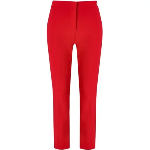 Rote Passion Crêpe Hose mit Goldband , Damen, Größe: L - Elisabetta Franchi - Modalova