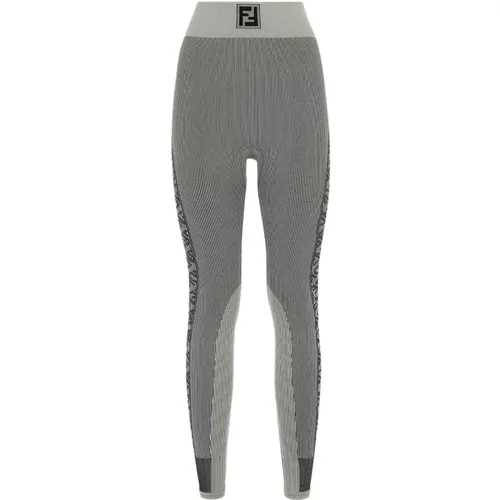 Grey Elasticated High Waist Trousers , female, Sizes: L, S - Fendi - Modalova