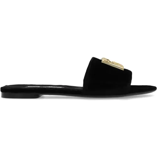 Velvet Slides , Damen, Größe: 35 EU - Dolce & Gabbana - Modalova