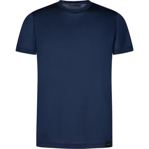 Blaues Baumwoll-T-Shirt mit Logo , Herren, Größe: L - Low Brand - Modalova