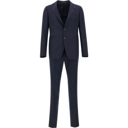 Navy Pinstripe Two-Piece Suit , male, Sizes: L, M - Tagliatore - Modalova