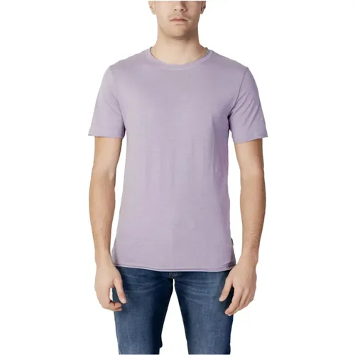 Lila Kurzarm T-Shirt , Herren, Größe: M - Only & Sons - Modalova