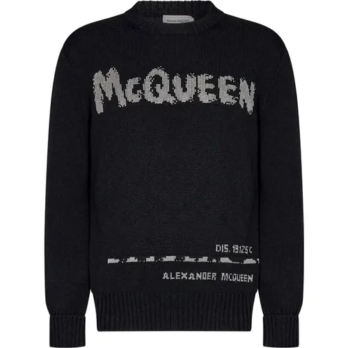 Crewneck Sweater with Grey Logo , male, Sizes: M, L, S - alexander mcqueen - Modalova