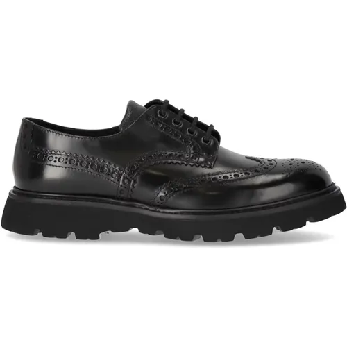 Schwarzer Brogue Schnürschuh , Herren, Größe: 44 EU - Doucal's - Modalova