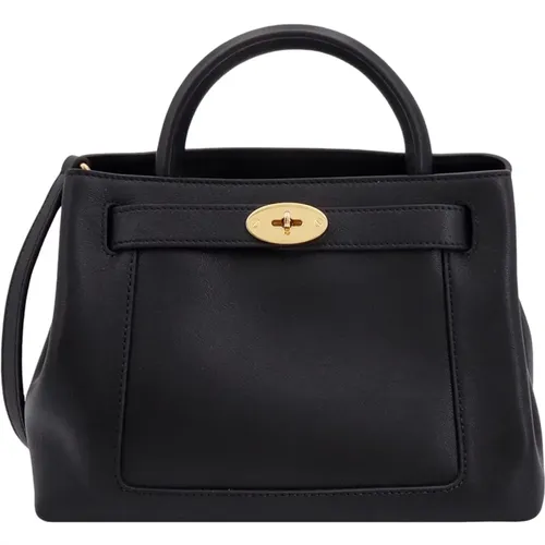 Leather Handbag with Logoed Walker , female, Sizes: ONE SIZE - Mulberry - Modalova