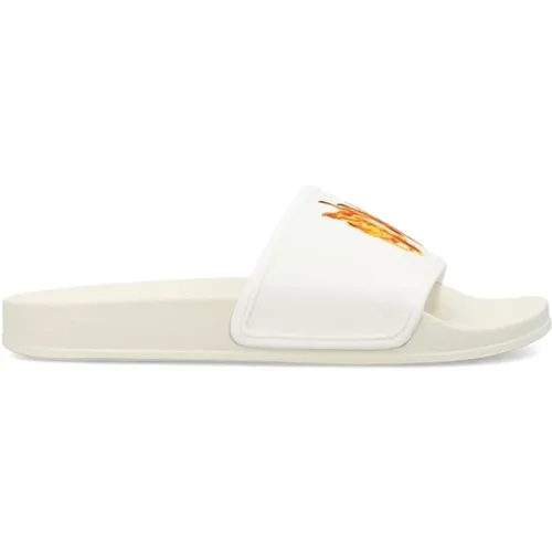 Flame Pattern Pool Slider Shoes , male, Sizes: 9 UK, 7 UK, 11 UK, 6 UK - Palm Angels - Modalova