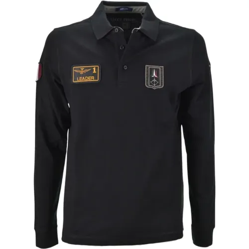 Schwarzes Tricolor Polo Shirt , Herren, Größe: L - aeronautica militare - Modalova