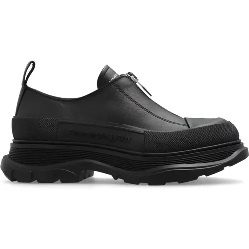 Leather Zip Flat Shoes , female, Sizes: 3 1/2 UK, 6 UK, 5 1/2 UK, 5 UK, 4 UK, 3 UK - alexander mcqueen - Modalova