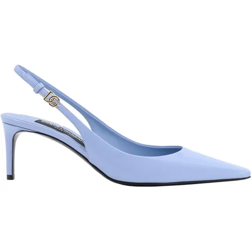 Glänzende Leder Slingback Stiletto Absatz , Damen, Größe: 36 EU - Dolce & Gabbana - Modalova