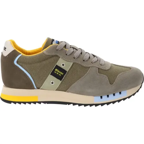 Leather and Fabric Men`s Sneakers with Lace Closure , male, Sizes: 6 UK, 9 UK - Blauer - Modalova