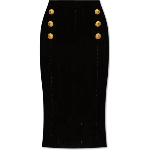 Ribbed skirt , female, Sizes: M - Balmain - Modalova