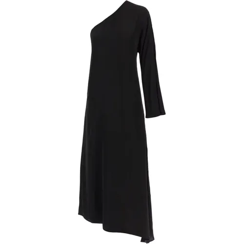 Elegantes Schwarzes Midi-Kleid , Damen, Größe: M - By Malene Birger - Modalova