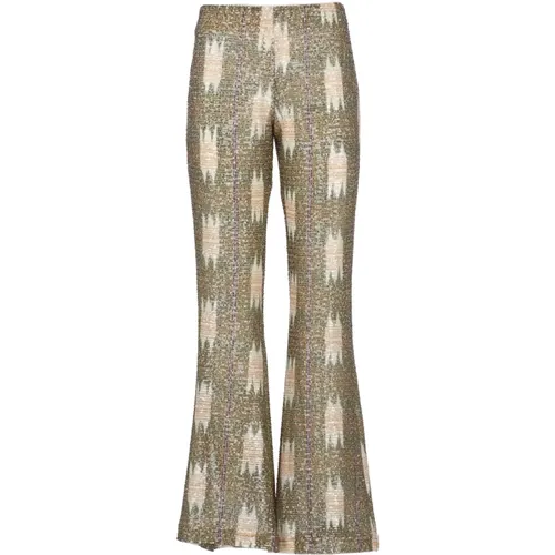 Green Sequin Pants Elastic Waist , female, Sizes: S - bazar deluxe - Modalova