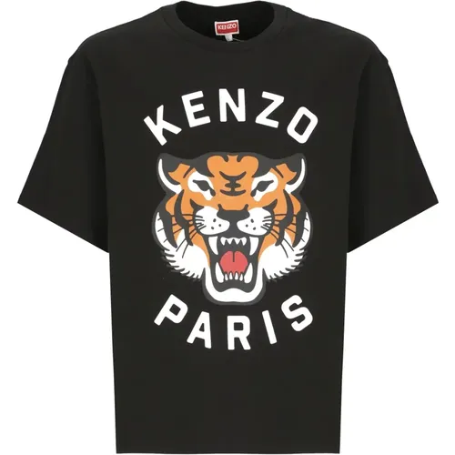 Schwarzes Tigerdruck T-shirt , Herren, Größe: M - Kenzo - Modalova