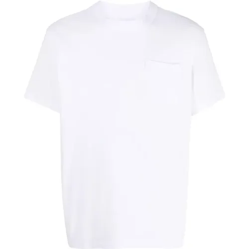 Kurzarm T-Shirt mit Seitenreißverschluss , Herren, Größe: XL - Sacai - Modalova