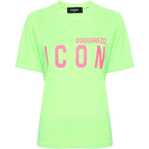 Iconic Neon T-shirt and Polo , female, Sizes: M - Dsquared2 - Modalova