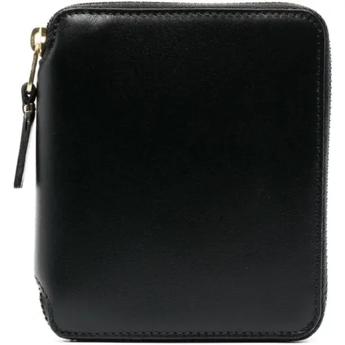 Leather Zip-Around Wallet with Polka Dot Interior , male, Sizes: ONE SIZE - Comme des Garçons - Modalova