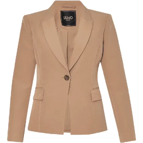 Camel Stretch Technical Blazer , female, Sizes: S, L, M, XS - Liu Jo - Modalova