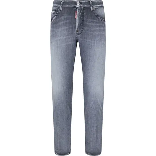 Schwarze Stretch-Denim-Slim-Fit-Jeans , Herren, Größe: 4XL - Dsquared2 - Modalova