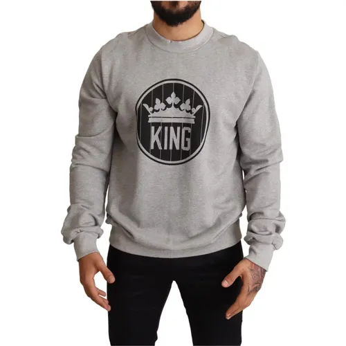 Crown King Print Pullover , Herren, Größe: S - Dolce & Gabbana - Modalova