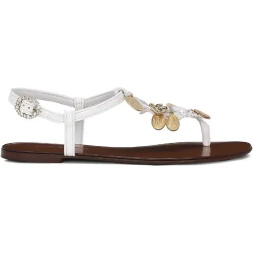 Sandals with Coin Details , female, Sizes: 4 UK, 6 1/2 UK, 7 UK, 6 UK, 5 1/2 UK, 3 UK, 5 UK, 7 1/2 UK - Dolce & Gabbana - Modalova