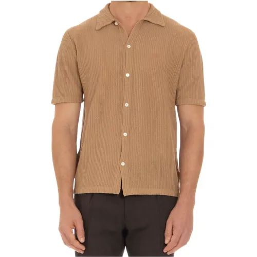 Perforated Collar Short Sleeve Shirt , male, Sizes: XL, L, 2XL - Ballantyne - Modalova