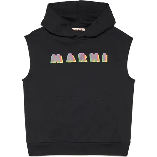Ärmelloses Sweatshirt mit Regenbogen-Logo,Schwarze Pullover - Marni - Modalova