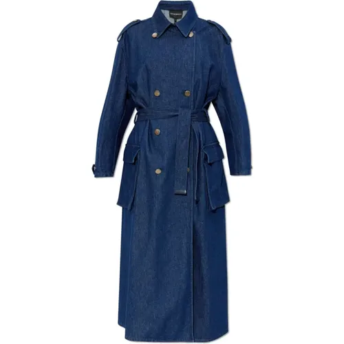 Denim Trench Coat , Damen, Größe: XS - Emporio Armani - Modalova