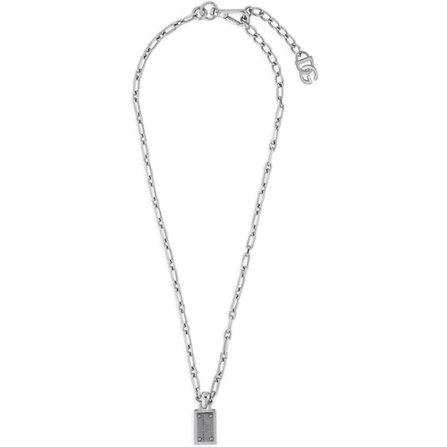 Engraved Logo Metal Necklace , male, Sizes: ONE SIZE - Dolce & Gabbana - Modalova